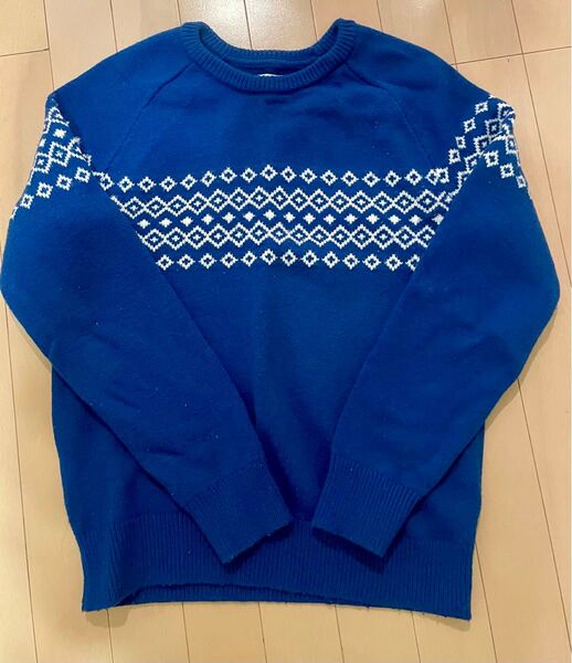 GAP 青 ニットセーター XS 幾何学模様 ギャップ ブルー