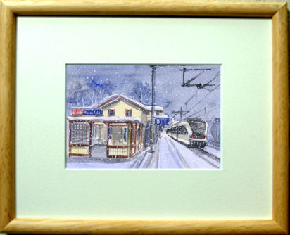○Нет. 6851 Swiss Station / Тихиро Танака (Акварель «Времена года») / В подарок, Рисование, акварель, Природа, Пейзаж