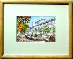 Art hand Auction ○No. 7110 New Greenhouse at Koishikawa Botanical Garden / Chihiro Tanaka (Four Seasons Watercolor) / Comes with a gift, Painting, watercolor, Nature, Landscape painting