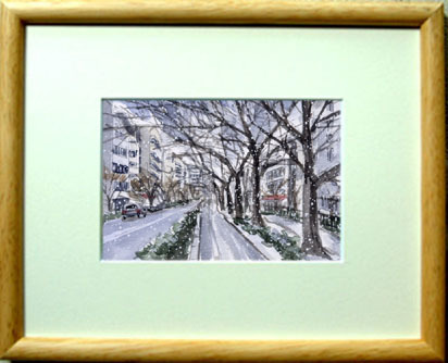 ○No. 6819 Snowy Koishikawa / Chihiro Tanaka (Four Seasons Watercolor) / Comes with a gift, Painting, watercolor, Nature, Landscape painting