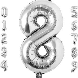 数字 バルーン 40インチ 大きいバースデーバルーン【数字8】ナンバーバルーン シルバー