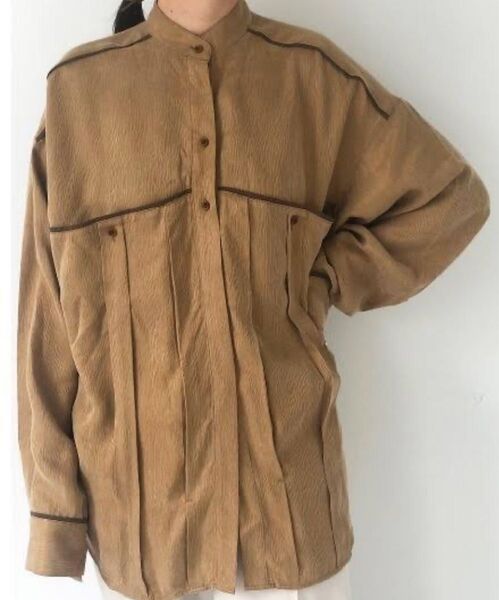 TODAYFUL パイピングクレープシャツ キャメル フリーサイズ