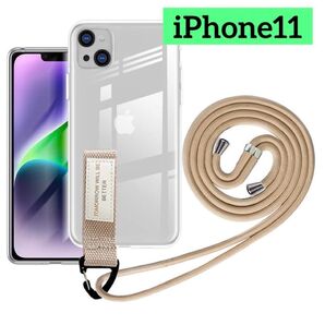 iPhone 11 ケース クリア ストラップ 肩掛け ストラップ付き