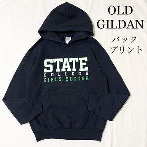 OLD GILDAN STATE サッカープリント プルオーバーパーカー 黒