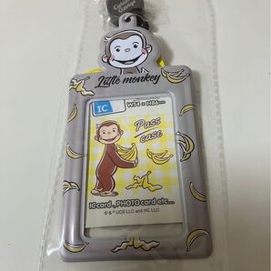 おさるのジョージ リール付きパスケース ICカードケース 定期券 パスケース