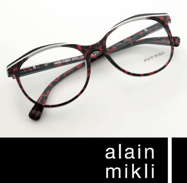 9470◆アランミクリ◆めがね◆定価47,080円◆A03069~ブラック&レッド&ホワイト◆イタリア製ボストン◆メガネ眼鏡◆新品