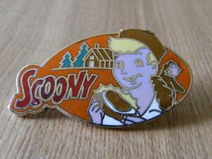 古いピンバッジ：SCOONY チョコレート 広告 人物 ピンズ #L