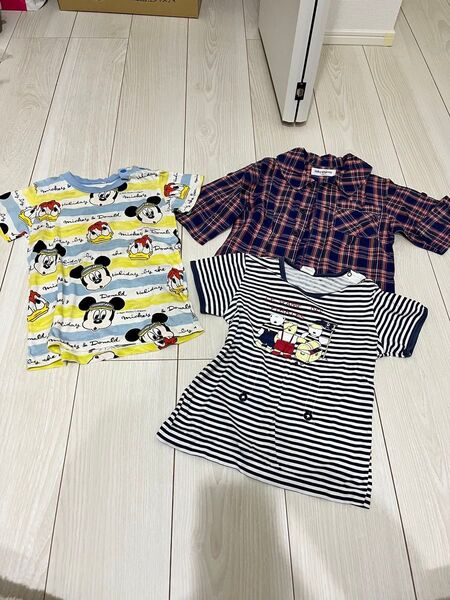 ミッキー・ドナルド プリントTシャツ 平成 レトロ ベビー服 ディズニー ベビー服 キッズ