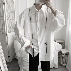 メンズ シャツ オーバーサイズ 韓国 白 春コーデ デザインシャツ XXL