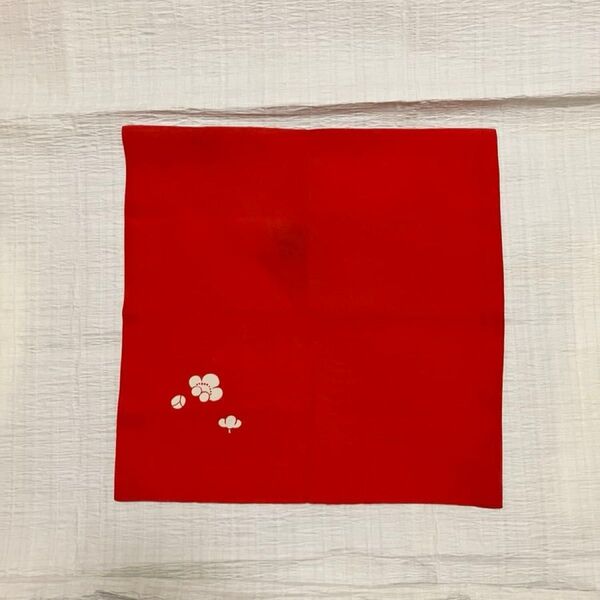 北村徳斎 友禅帛紗 正絹 塩瀬 梅 赤