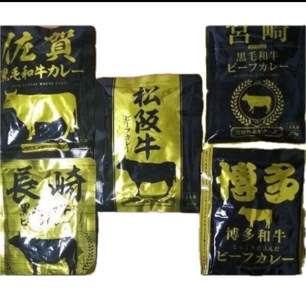 ご当地レトルトカレー5種類 松阪牛ビーフ 佐賀 博多 長崎 宮崎 九州ご当地カレー 保存食 非常食