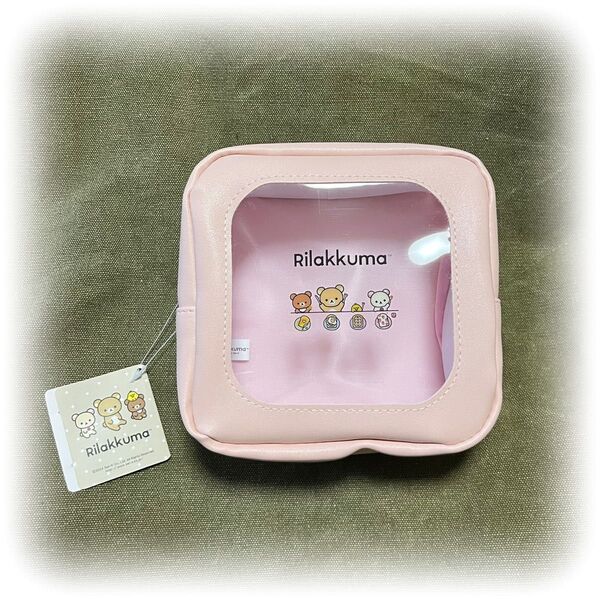 リラックマ NEW BASIC RILAKKUMA 窓付きスクエアポーチ みんなでごはん