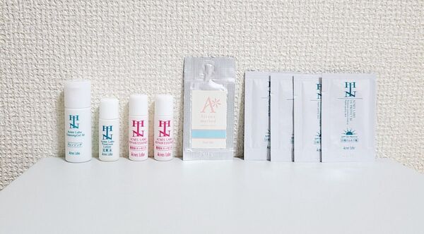 アクネスラボ 試供品 まとめ売りクレンジングジェル1本、化粧水1本、美容液2本、日焼け止め4包、薬用ミドリクリーム1包