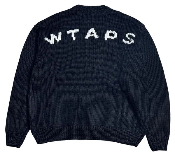 未使用品 23aw WTAPS 232MADT-KNM04 ダブルタップス バックロゴ クルーネック ニットブラック 02