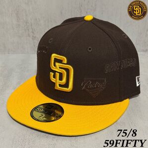 【2024年春夏新作】 NEWERA 59FIFTY パドレス キャップ Multi Logo ブラウン イエロー 75/8