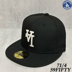 【海外限定モデル】 NEWERA 59FIFTY ドジャース キャップ ブラック グリーン LA 逆ロゴ 蓄光 71/4 ①