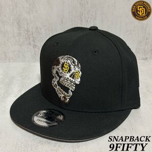 【海外限定モデル】 NEWERA 9FIFTY パドレス シュガースカル サイドパッチ ブラック キャップ スナップバック ①