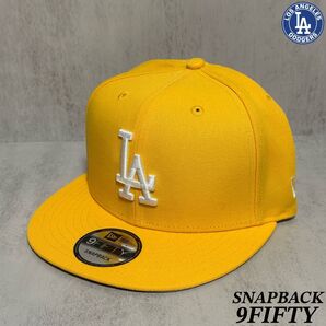【海外限定モデル】 NEWERA 9FIFTY ドジャース キャップ イエロー サイドパッチ スナップバック ①