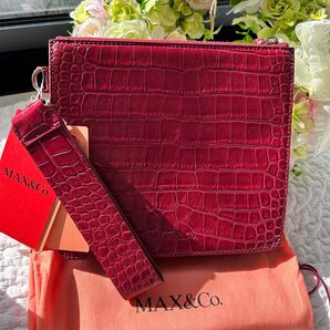 新品未使用 MAX&Co. 結婚式参列やパーティ、お食事会などに◎ 型押しウォレットバッグ クラッチバッグ クロコダイル調