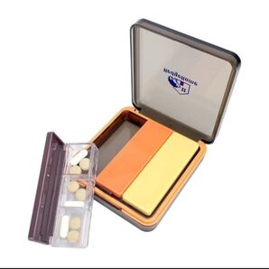 ピルケース 薬ケース コンパクト サプリケース 3日分収納 1日3回 シール付き (オレンジ