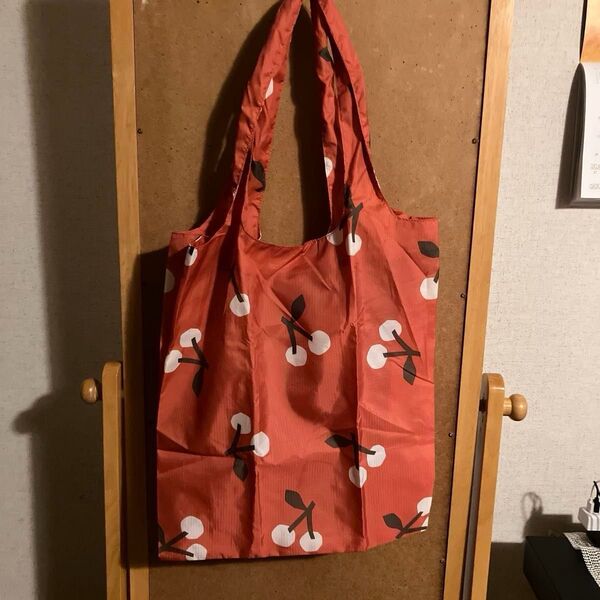 折りたたみエコバッグ 赤チェリー柄 デイリーライク Dailylike