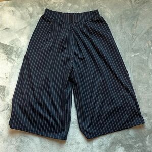 PINK ADOBE ガウチョパンツ ウエストゴム ネイビー ストライプ M