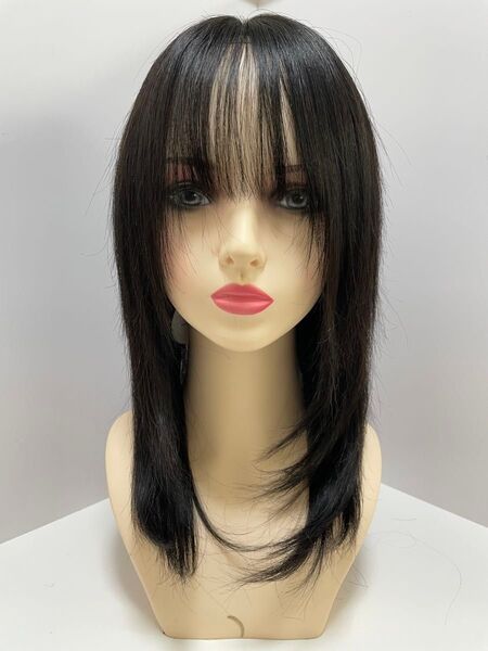 フルウィッグ医療ウィッグ人毛ウィッグ人毛100%ロングストレート ナチュラルブラック