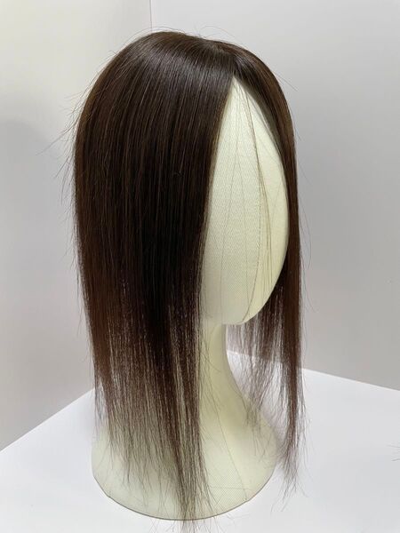 人毛100%部分ウィッグ ヘアピース I型つむじ二重引き抜き超軽量 白髪隠し ダークブラウン