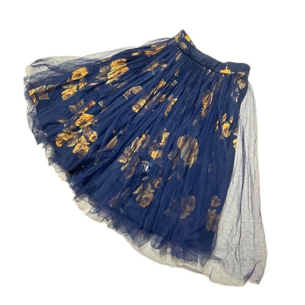 snidel スナイデル チュール花柄フレアスカート ひざ丈 ウエストゴム 総柄 ボトムス Fサイズ ハイウエスト