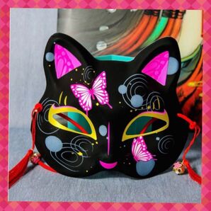 狐 お面 コスプレ きつねお面 きつね 着物 鈴 猫のお面 仮面 学園祭 和装 和風 きつねマスク 小物 鈴 狐面