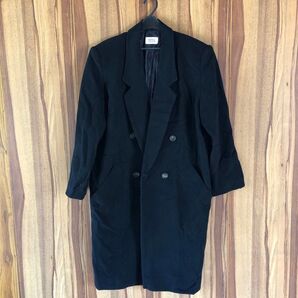 コート 良質 黒 カシミア混ウールコート