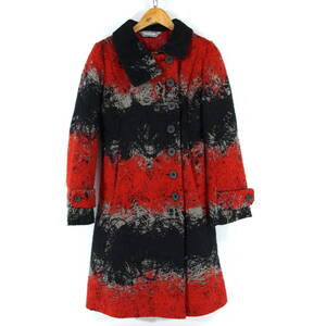 【希少品】DESIGUAL Red Sun Child Coat 毛糸装飾 チャイルドコート 36 レッド ロングコート ジャケット レディース デシグアル