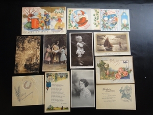 * antique, Vintage * England etc. old postcard, postcard,12 sheets together * Christmas card * portrait 