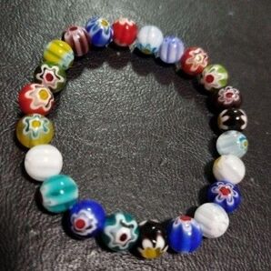 ベネチアン風♪お花柄 フラワーガラス ブレス