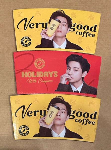 BTS V テテ コンポーズコーヒー 2025&HOLIDAYS カップホルダー コーヒースリーブ Compose coffee