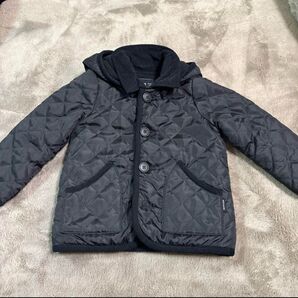 quoti use fith ブラックキルティングジャケット フード付き
