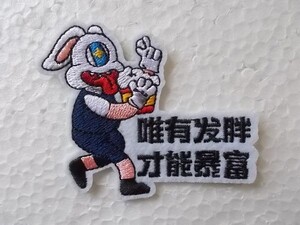 唯有友 才能暴富 金持ちになる 中国語 メッセージ キャラクター ワッペン/パッチ刺繍ビンテージGジャンCAPジャケットUSAカスタム古着188