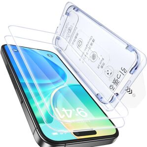 iPhone 16 ガラスフィルム革新的なガイド枠 2枚セットiphone 15/16 対応(6.1インチ)