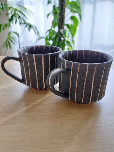 美濃焼 錆巻十草 マグカップ2個