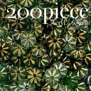 TF13【アクリルビーズ】ゴールドライン 花 ブルーミックス 6.5mm 200個セット ハンドメイド 材料 フラワー 大量