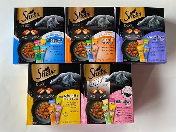 シーバ デュオ お腹の健康ケア+毛玉ケア+香りのまぐろ味+厳選お魚とお肉味グルメ+厳選かつおだし味仕立て200g×5箱 おまとめ