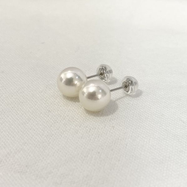 プラチナ一粒パールピアス 8.5-9ミリ あこや真珠 無調色 pt900 本真珠 国産 和珠 スタッドピアス プラチナ900