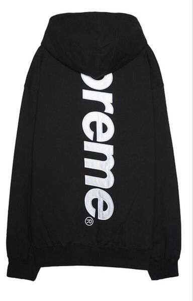 Supreme Satin Applique Hooded Sweatshirt "Black"