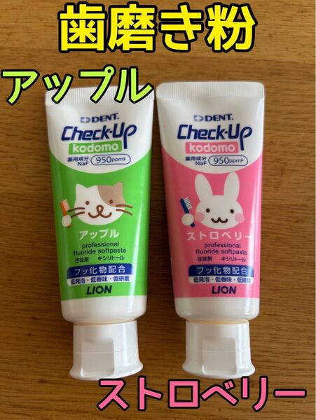 歯磨き粉 子ども 2本セット フッ素 アップル ストロベリー 低発泡 低香味 チェックアップ ライオン