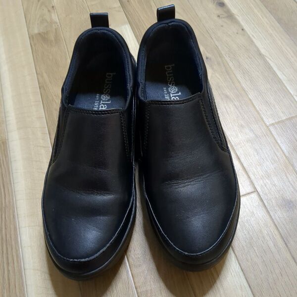 bussla ブソラ ブラック レザー スリッポ FIBERGLASS ANTISLIP 39