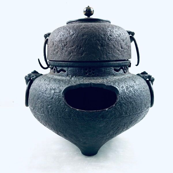 茶釜 茶道具 鉄釜 高橋敬典? サビ有り アンティーク