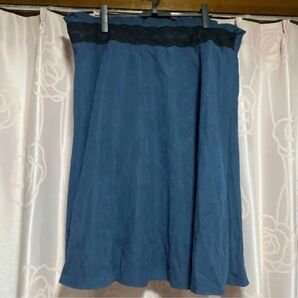 大きいサイズ ロングスカート 4XL ネイビーブルー