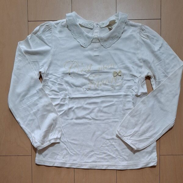 【pom ponette 】ポンポネットM 150 薄手 長袖シャツ 襟のレースは取れます
