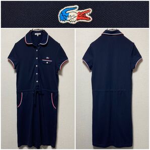 LACOSTE ラコステ トリコロールワニ ポロシャツワンピース フランス 紺