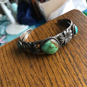  Indian jewelry turquoise silver bangle 